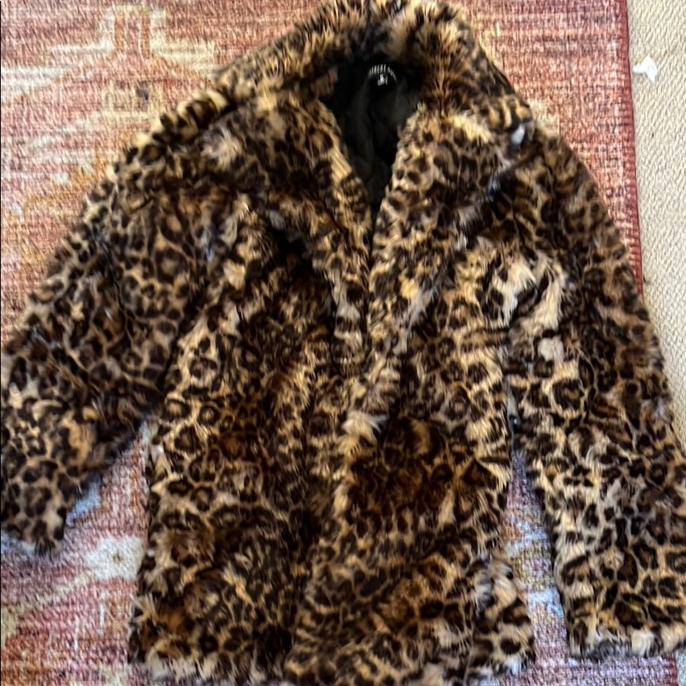 Current Mood Leopard Print Faux Fur Coat
